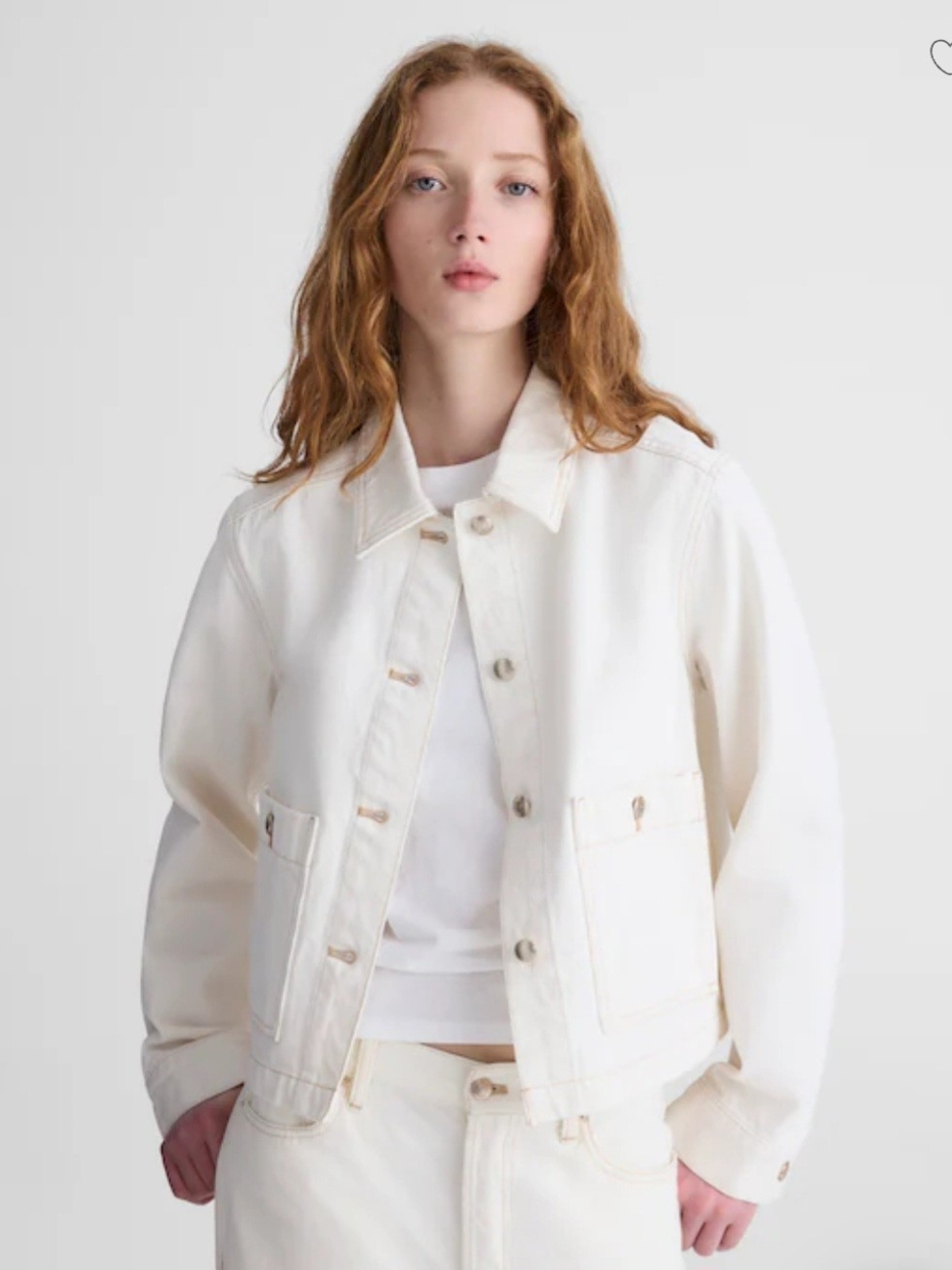 Old Navy Ivory/Off-White Denim Jacket Size Large